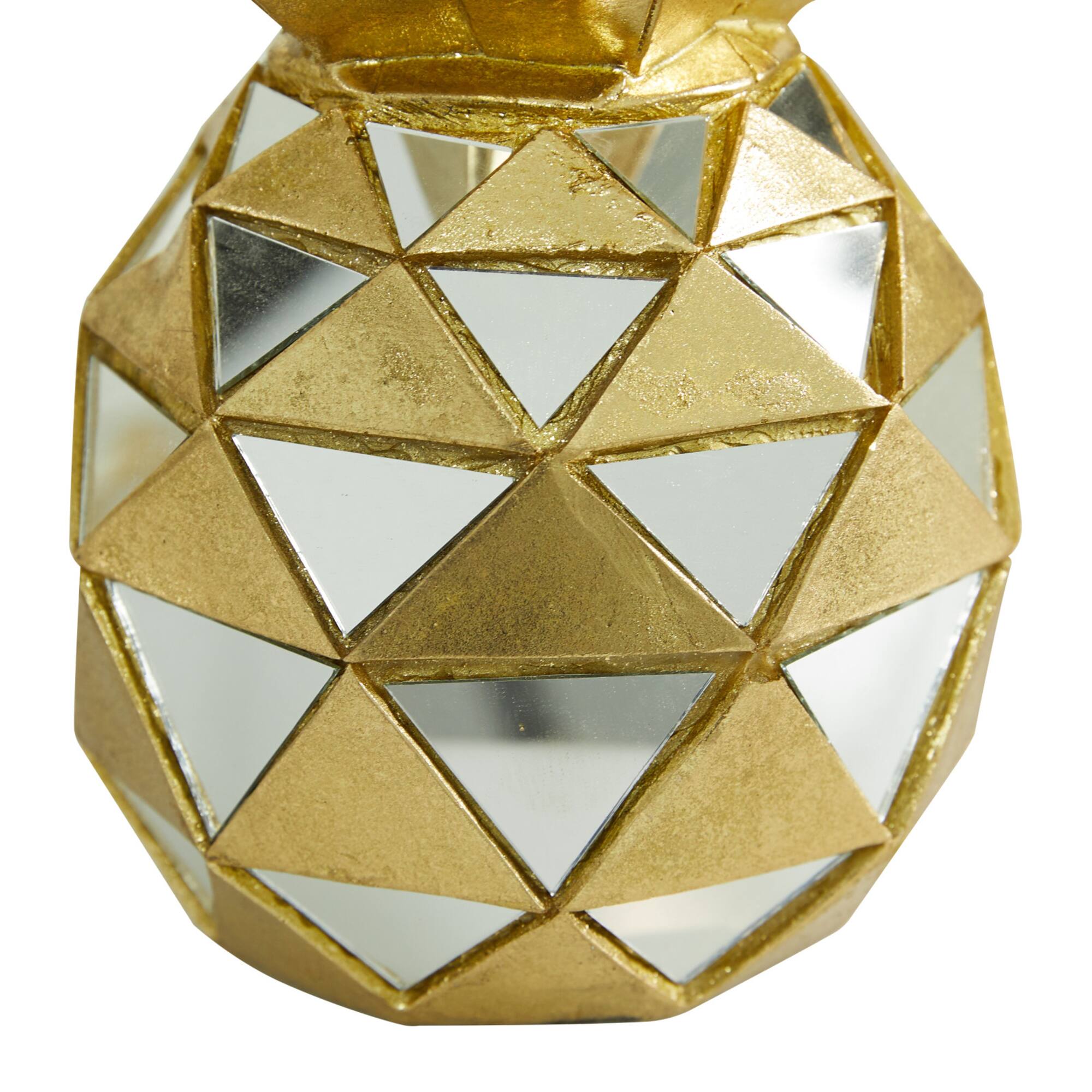 Set of 3 Gold Polystone Glam Fruit Sculpture, 4.5", 6.25", 10.5"